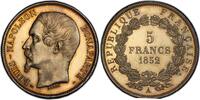 5 Francs 1852 France Louis-Napoléon   Frappe d épreuve sur flan bruni Proof rarissime st