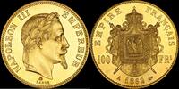 France 100 Francs 1862 Napoléon III  or Paris Tête laurée Prooflike flan miroir