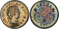France 12 Sols Louis XV Windward Islands Isles du Vent  1731-H PCGS MS64 Beautiful Toned