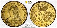 France 1728 Louis XV Louis d'or aux lunettes Poitiers PCGS MS62 SPL à FDC rare Top Pop