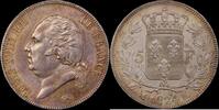 France 5 Francs 1824 Louis XVIII  Bordeaux vz patine
