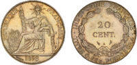 1898 INDOCHINE FRANÇAISE 20 Centièmes Paris unz à Fleur de coin