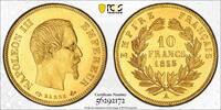 France 10 francs 1855 Napoléon III  Paris Grand module PCGS MS65 FDC aspect flan bruni