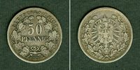 Deutsches Kaiserreich 50 Pfennige DEUTSCHES REICH 50 Pfennig 1877 D (J.8) f.ss -