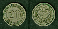 Kleinmünzen 20 Pfennig DEUTSCHES REICH 20 Pfennig 1890 D (J.14) ss