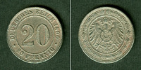 Kleinmünzen 20 Pfennig DEUTSCHES REICH 20 Pfennig 1890 J (J.14) ss selten