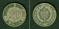 Kleinmünzen 20 Pfennig DEUTSCHES REICH 20 Pfennig 1887 E (J.6) ss selten