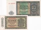 Banknoten 10 DEUTSCHE MARK Lot: DDR 2x Banknote 1 + 1948 I- -