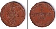 Altdeutschland 5 Pfennig Sachsen 5 Pfennige 1867 B vz -
