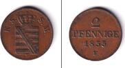 Altdeutschland 2 Pfennig Sachsen 2 Pfennige 1855 F ss-vz -