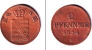 Altdeutschland 2 Pfennig Sachsen 2 Pfennige 1854 F ss selten -