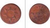 Altdeutschland 1 Pfennig Frankfurt Judenpfennig 1819 STERN ss -