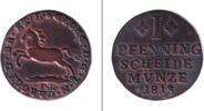 Altdeutschland 1 Pfennig Braunschweig 1818 FR ss+ selten -