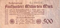 Banknoten 500 Milliarden Mark 500 MILLIARDEN MARK 1923 Ro.124d III+ -