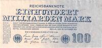 Banknoten 100 Milliarden Mark 100 MILLIARDEN MARK 1923 Ro.123 II+ -
