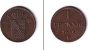 Altdeutschland 1 Pfennig Sachsen 1856 F vz -