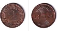 Weimarer Republik 2 Pfennige DEUTSCHES REICH 2 Rentenpfennig (J.307) 1924 J f.st -