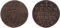 Altdeutschland 1 Pfennig Preussen 1 Pfenning 1791 A ss+ -