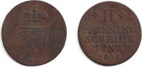 Altdeutschland 2 Pfennige Braunschweig 1814 FR ss -