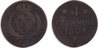 Altdeutschland 4 Pfennig Sachsen 4 Pfennige 1808 ss -