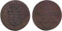 Altdeutschland 3 Pfennige Sachsen Coburg Saalfeld 3 Pfennig 1824 f.ss -