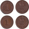 Deutsches Kaiserreich 1 Pfennig Lot: DEUTSCHES REICH 2x 1 Pf. (J.10) 1912 D+F ST -