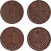 Deutsches Kaiserreich 1 Pfennig Lot: DEUTSCHES REICH 2x 1 Pf. (J.10) 1915 E+G vz+ -