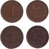Deutsches Kaiserreich 1 Pfennig Lot: DEUTSCHES REICH 2x 1 Pf. (J.10) 1916 E+F ss-vz -