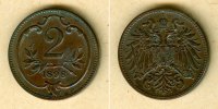 Österreich & Ungarn 2 Heller Österreich Ungarn Kaiserreich 1898 vz/vz-stgl. selten -