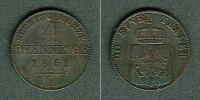 Altdeutschland 4 Pfennige Preussen 1861 A ss -