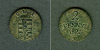 Altdeutschland 2 Pfennig Sachsen Weimar und Eisenach 2 Pfennige 1821 f.vz selten -