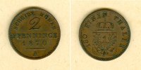 Altdeutschland 2 Pfenninge Preussen 2 Pfennige 1870 A vz -