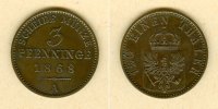 Altdeutschland 3 Pfennige Preussen 3 Pfenninge 1868 A vz-stgl. -