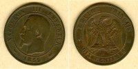 Alle Welt 10 Centimes FRANKREICH 1855 D f.ss selten -