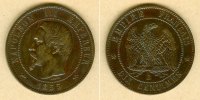 Alle Welt 10 Centimes FRANKREICH 1855 B ss+ selten -
