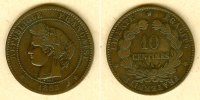 Alle Welt 10 Centimes FRANKREICH 1883 A ss selten -