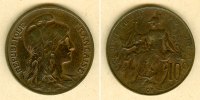 Alle Welt 10 Centimes FRANKREICH 1908 f.ss -
