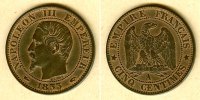 Alle Welt 5 Cent FRANKREICH 5 Centimes 1853 A ss-vz -