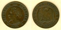 Alle Welt 5 Cent FRANKREICH 5 Centimes 1853 BB ss -