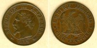 Alle Welt 5 Cent FRANKREICH 5 Centimes 1855 D f.vz selten -
