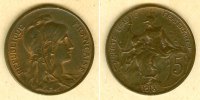 Alle Welt 5 Cent FRANKREICH 5 Centimes 1913 vz -