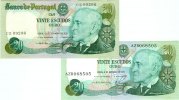 Banknoten 20 Escudos Lot: PORTUGAL 2x Banknote 1978 I -