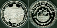 Alle Welt 20 Dollar LIBERIA 20 Dollars 2001 History of America SILBER PP -