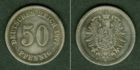 Deutsches Kaiserreich 50 Pfennige DEUTSCHES REICH 50 Pfennig 1877 F (J.7) ss+ selten -