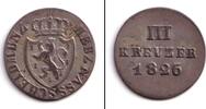Altdeutschland 3 Kreuzer Nassau 3 Kreuzer 1826 ss+ -