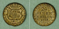 Altdeutschland 1/24 Taler Sachsen (Groschen) 1756 FwoF ss-vz -