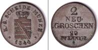 Altdeutschland 2 Groschen Sachsen 2 Neugroschen (20 Pfennige) 1844 G ss/ss+ -