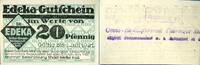 Banknoten 20 Pfennige Notgeld EDEKA Gutschein 20 Pfennig 1921 I-II -