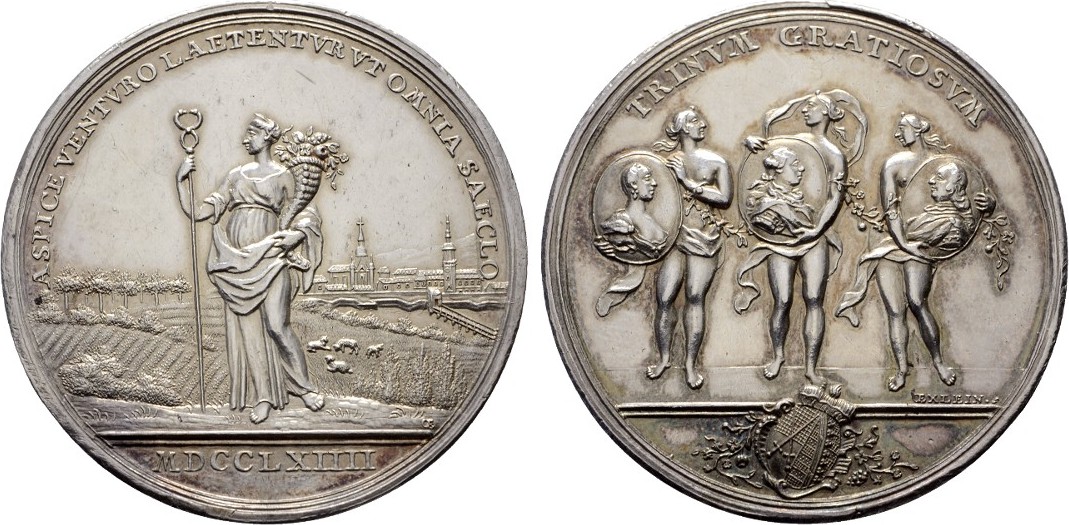 SACHSEN Silbermedaille 1764, (J.L. Oexlein) Xaver, 1763-1768