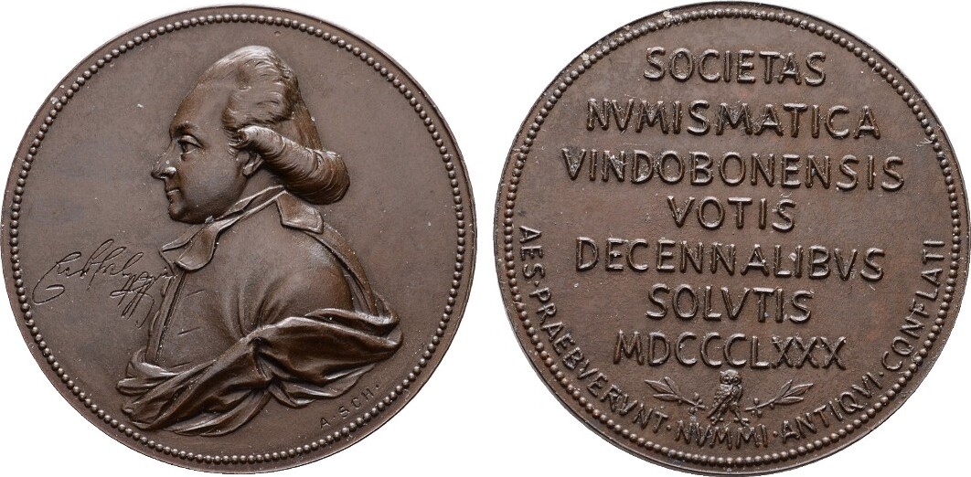 Bronzemedaille 1880 (von A. Scharff)). Eckhel, Joseph Hilarius, *1737